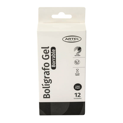 Bolígrafo Gel Borrable Artel Negro 1 Unidad