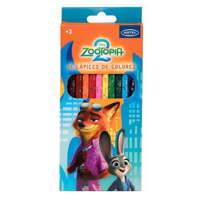 Estuche Lápices de Colores Artel 12 Unidades Diseño Zootopia 2