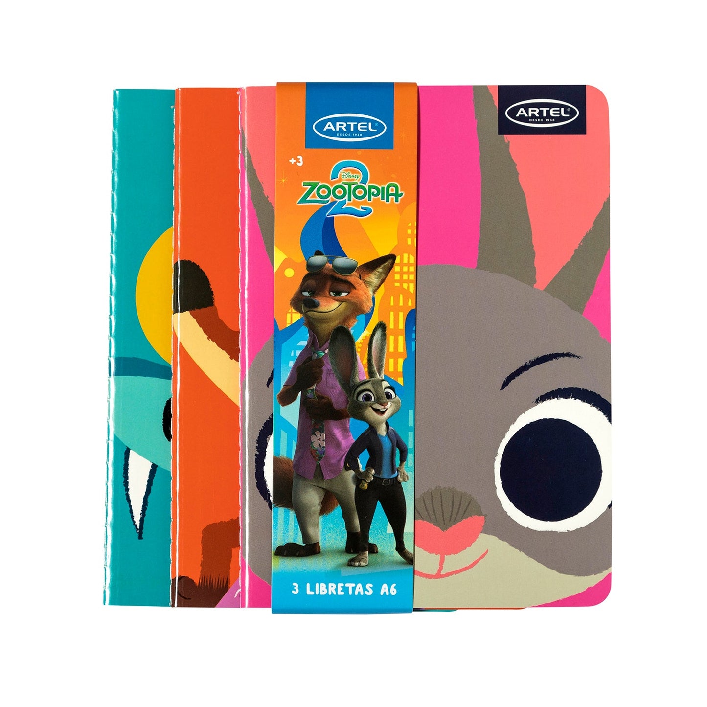 Set 3 Libretas Artel A6 Diseño Zootopia 2