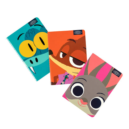 Set 3 Libretas Artel A6 Diseño Zootopia 2
