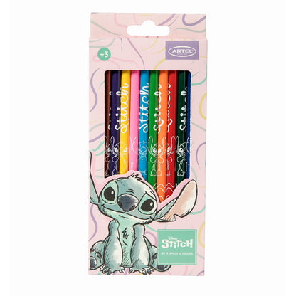 Estuche Lápices De Colores Artel Diseño Stitch 12 Unidades