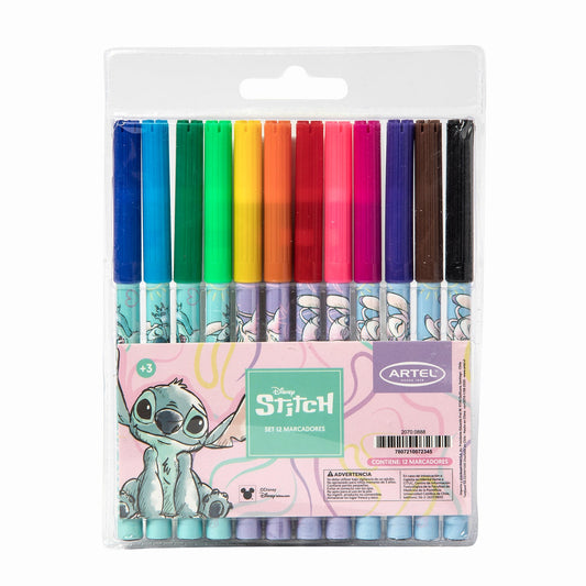 Estuche Marcadores Artel Diseño Stitch 12 Unidades