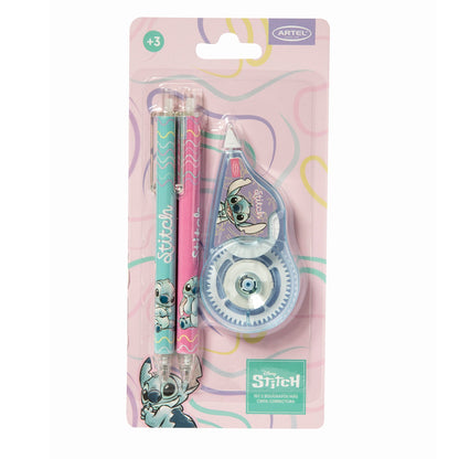 Set 2 Bolígrafos + Cinta Correctora Stitch Artel