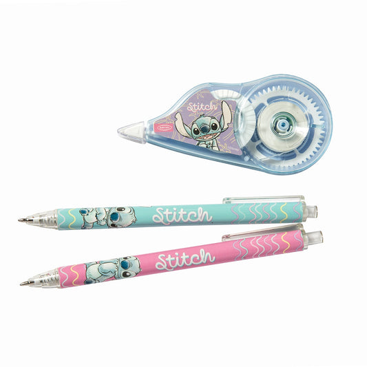 Set 2 Bolígrafos + Cinta Correctora Stitch Artel