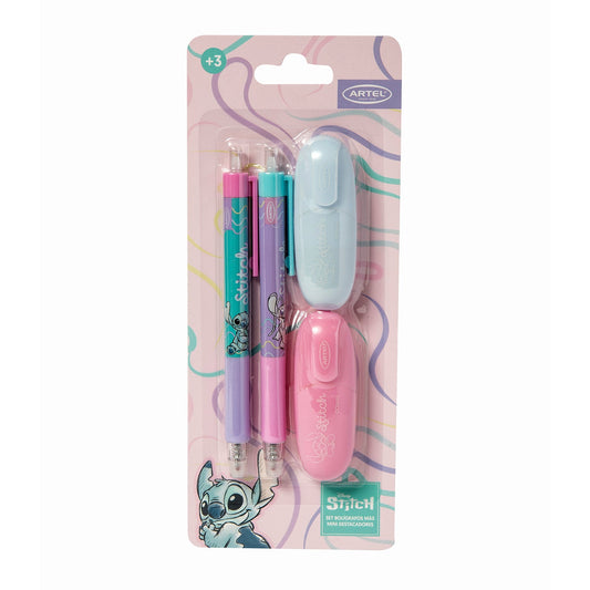 Set 2 Bolígrafos Y 2 Destacadores Stitch Artel