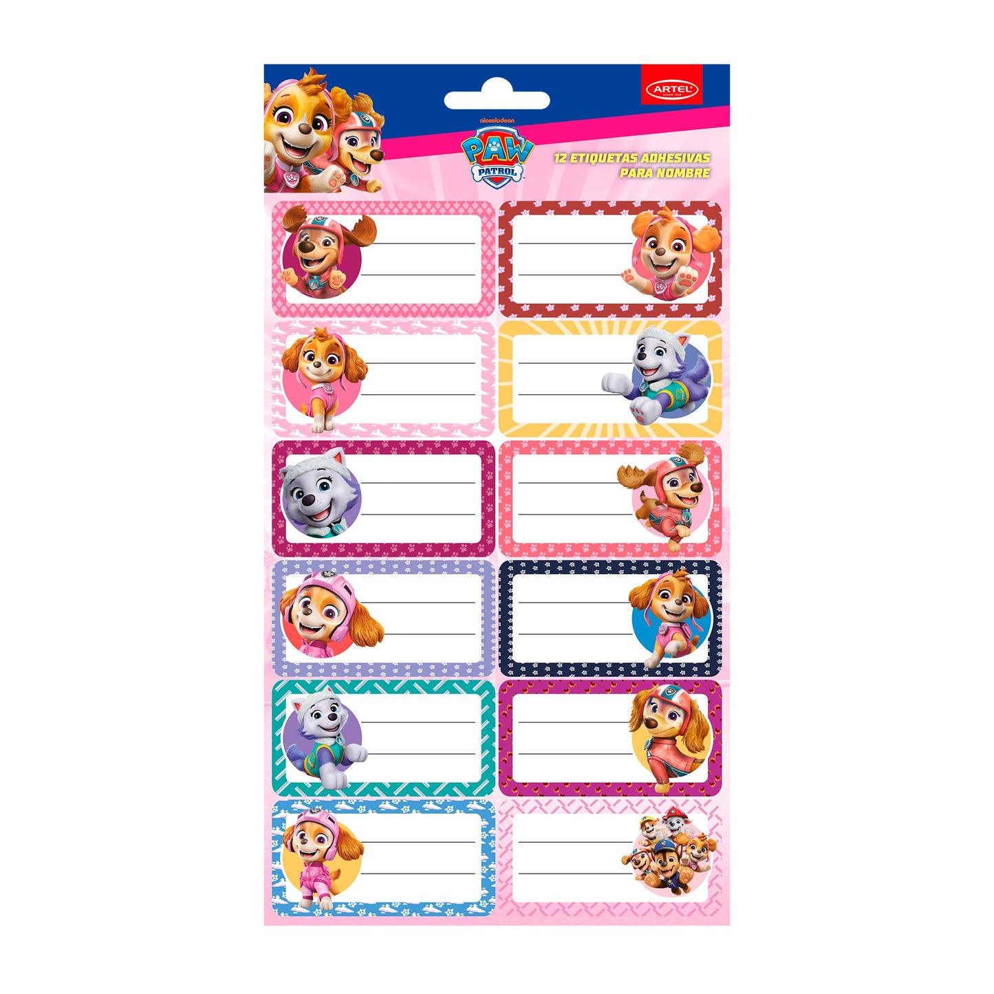 Set Etiqueta Nombre Artel 35X70Mm Paw Patrol 12 Unidades