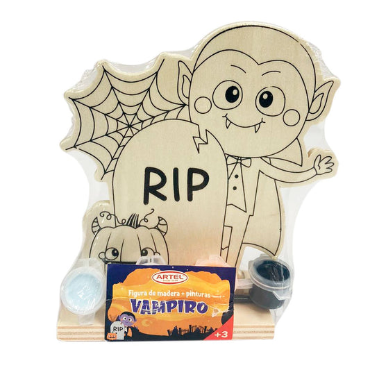 Figura madera + pinturas Halloween Vampiro