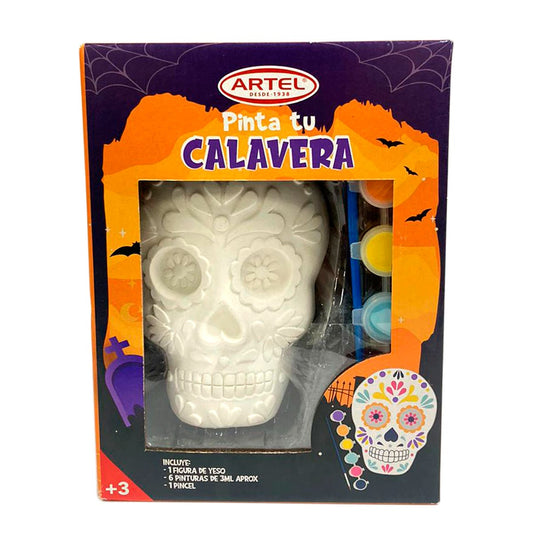Figura yeso calavera + pinturas