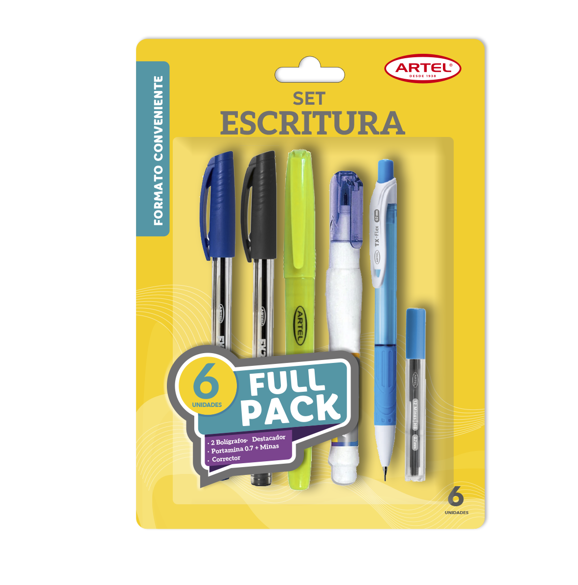 Set Bolígrafos Artel 2 Fx + Des + Corrector +Portaminas