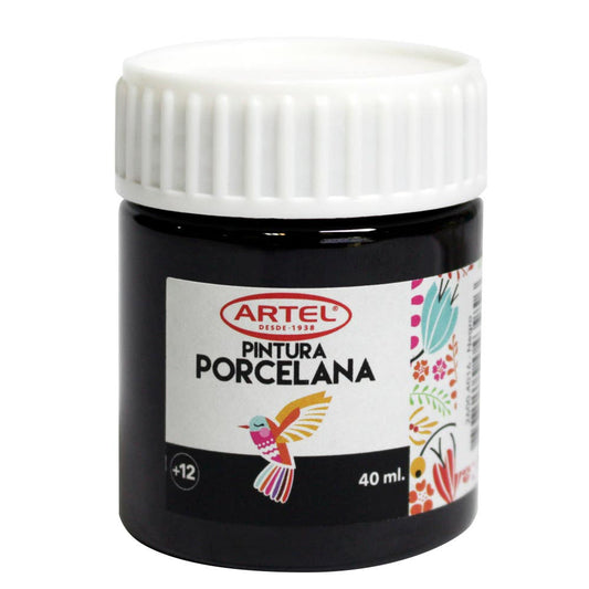 Frasco Pintura Porcelana Negro 40ml. Artel