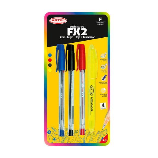 Set Bolígrafo FX Artel 3 Unidades 0.7mm + Destacador