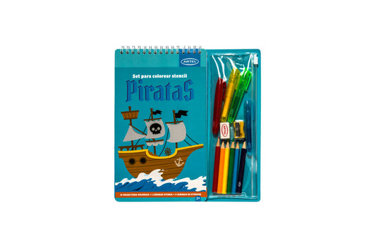 Set Para Colorear Artel Stencil Piratas