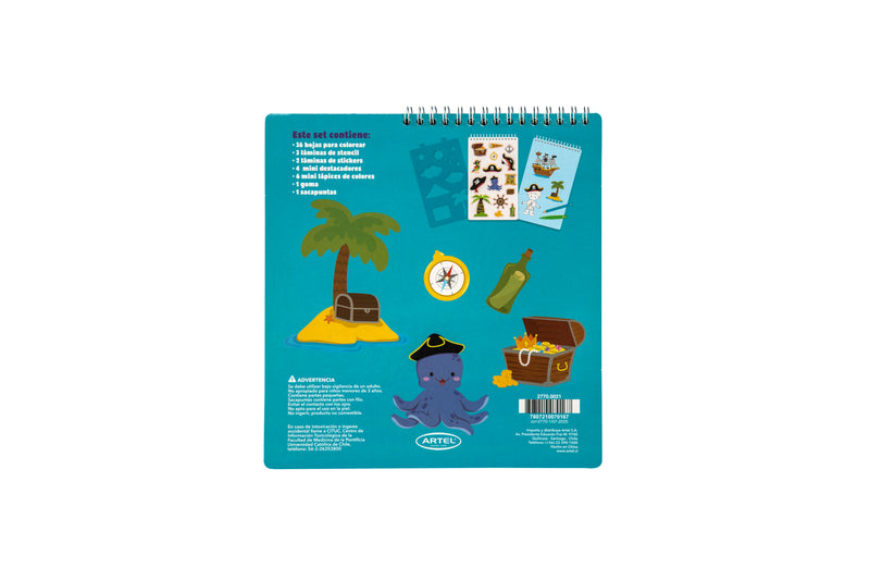 Set Para Colorear Artel Stencil Piratas