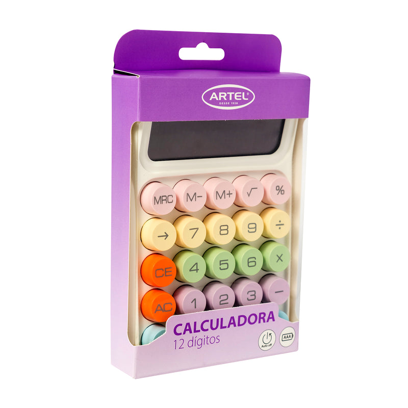 Calculadora Grande Artel Pastel Con Pilas