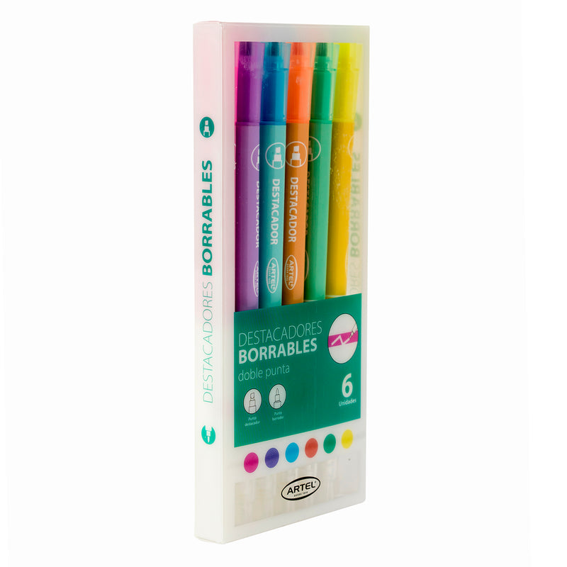 Set de Destacadores Borrables Artel Pastel 6 Unidades