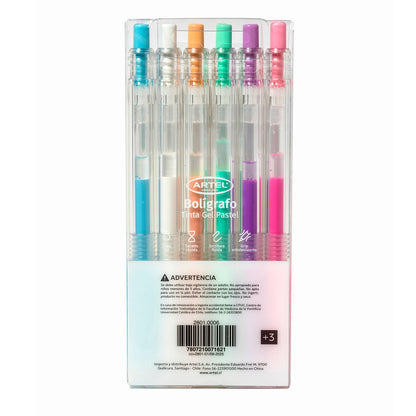 Estuche Bolígrafo Gel Artel 0,5 Mm Pasteles 6 Unidades