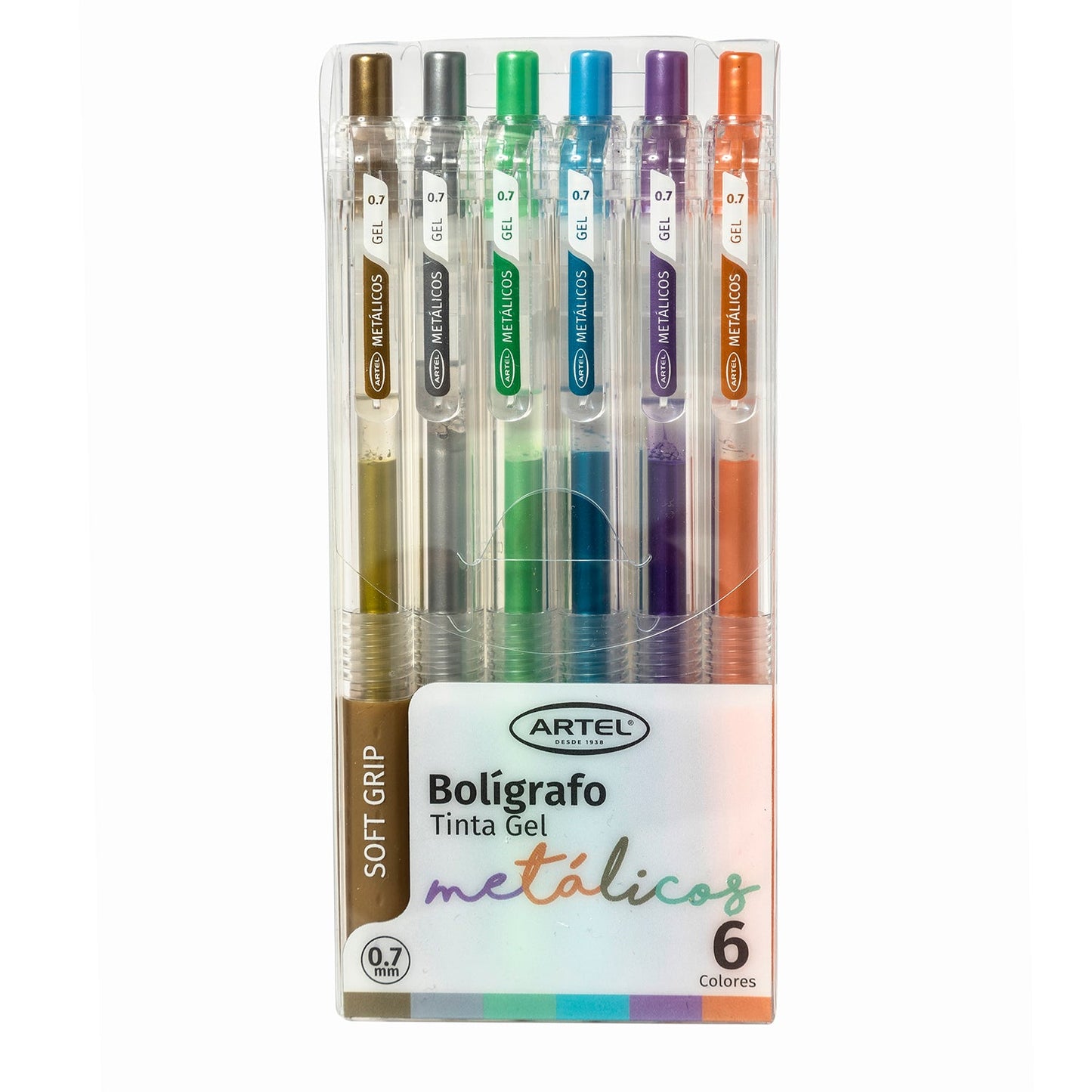 Estuche Bolígrafo Gel Artel 0,5 Mm Metálicos 6 Unidades