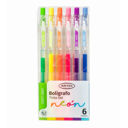Estuche Bolígrafo Gel Artel 0,5 Mm Neón 6 Unidades