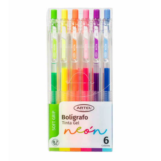 Estuche Bolígrafo Gel Artel 0,5 Mm Neón 6 Unidades