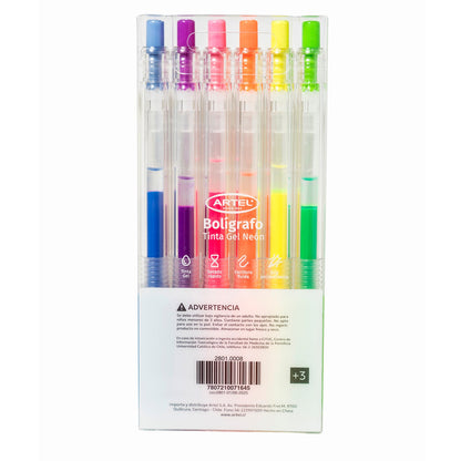 Estuche Bolígrafo Gel Artel 0,5 Mm Neón 6 Unidades