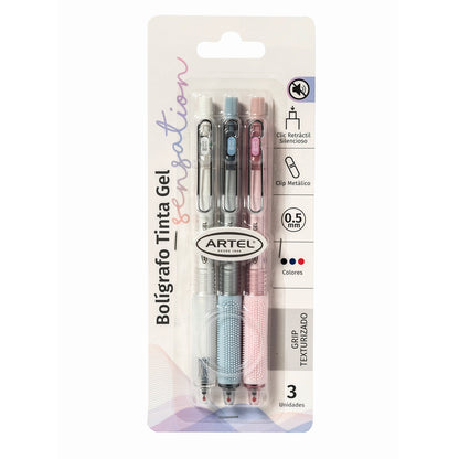 Bolígrafo Gel Artel Sensation 3 Unidades Azul-Negro-Rojo