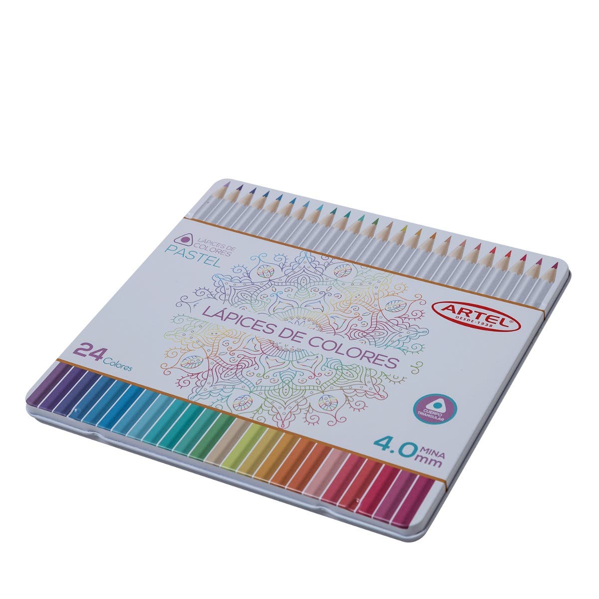 Estuche Metálico 24 lápices colores pasteles ARTEL