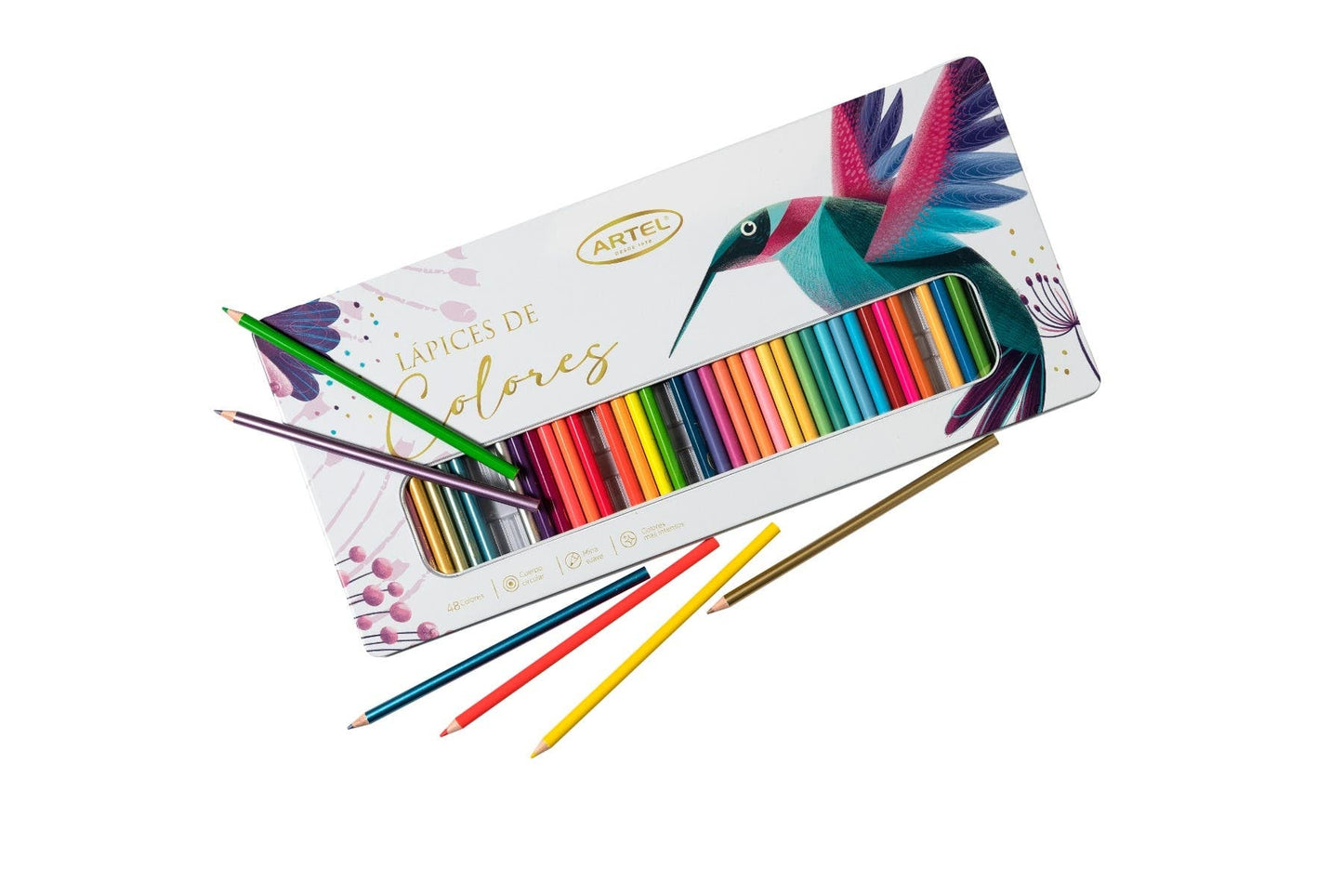 Estuche Metálico 48 lápices colores Artel
