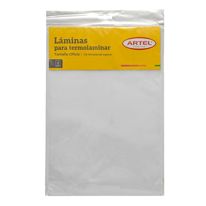 Lámina Termolaminar Artel  125 Micrones Tamaño Oficio 5 Unidades