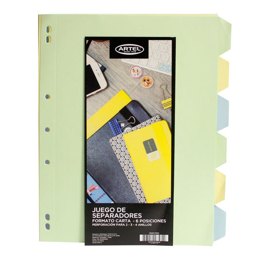 Set 6 Separadores Carta Artel