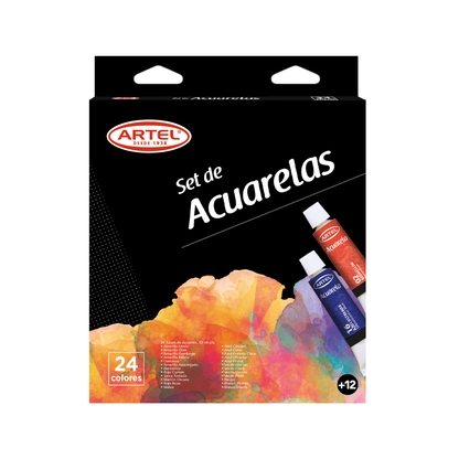 Pack Navidad Acuarela 2: Set de Acuarelas + Block Acuarela + Paleta Plástica + Set Pinceles