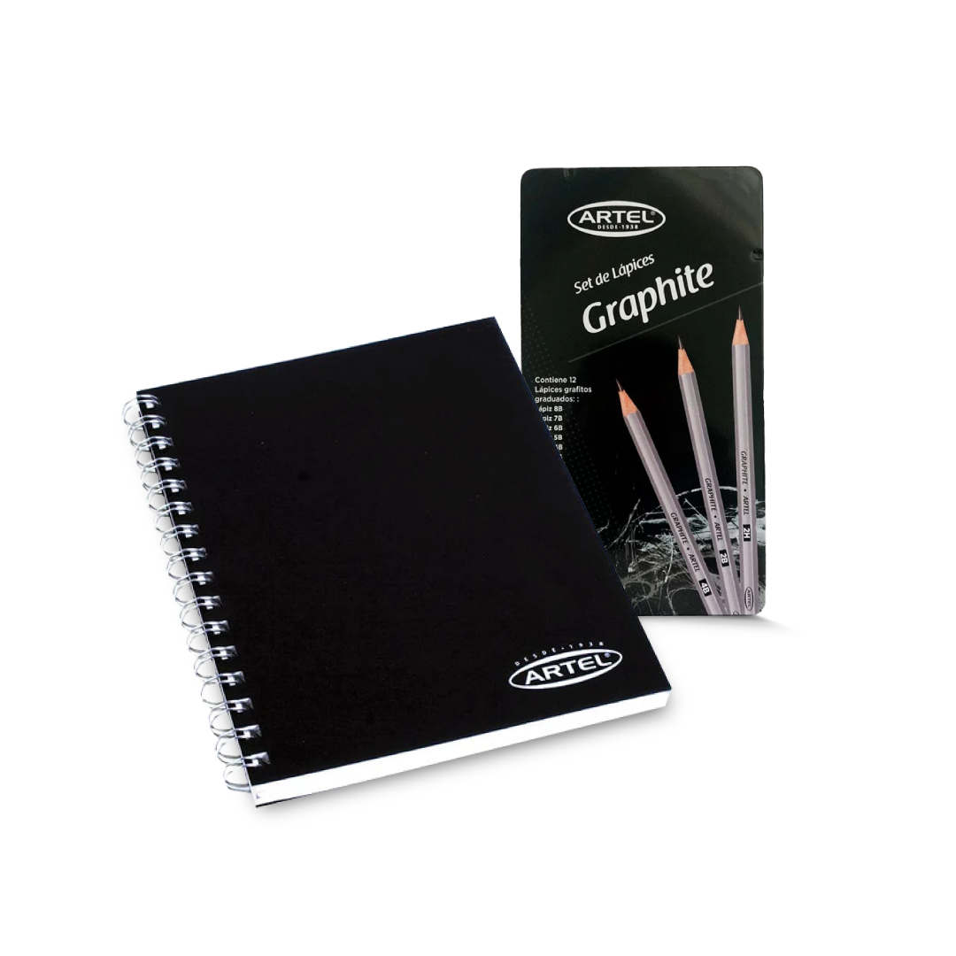 Pack Navidad Dibujo 2:  Estuche Lápices Graduados + Croquera de Papel Bond