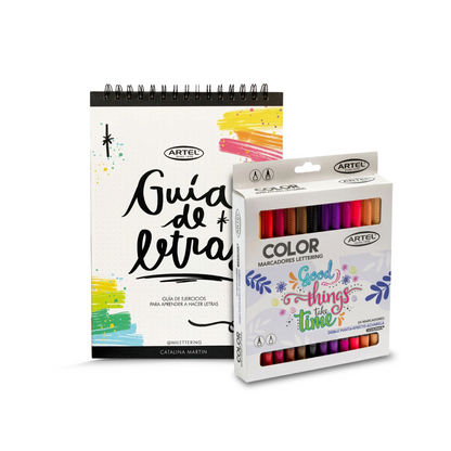 Pack Navidad Lettering 2: Guía de Letras Lettering + Estuche Marcadores Doble Punta