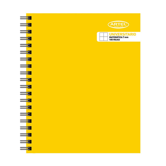 Cuaderno Universitario 100 Hojas Matemáticas 7mm.  Tapa LisaColor Aleatorio Artel