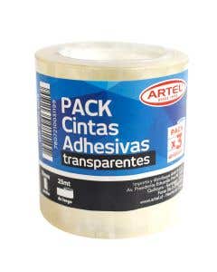 3 Cintas Adhesivas Transparente 18mm. Artel