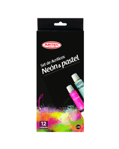 SET ACRÍLICOS 12 COLORES NEÓN Y PASTEL 12 ML ARTEL